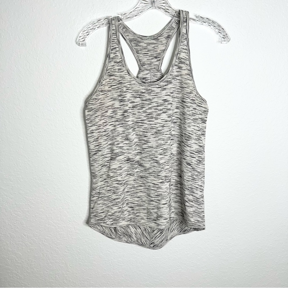 Lululemon Women Size 8 Space Dye White Black essential Athletic Tank top      DD